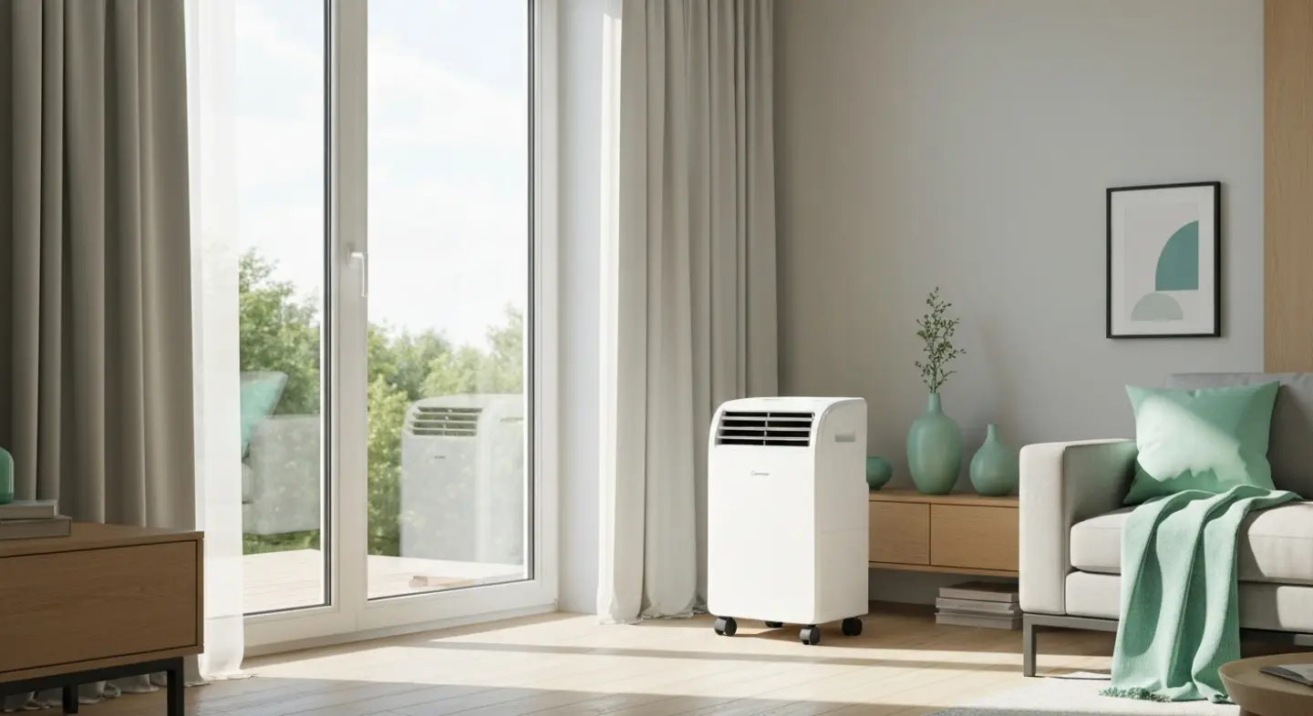 Climatiseur mobile dans un salon moderne
